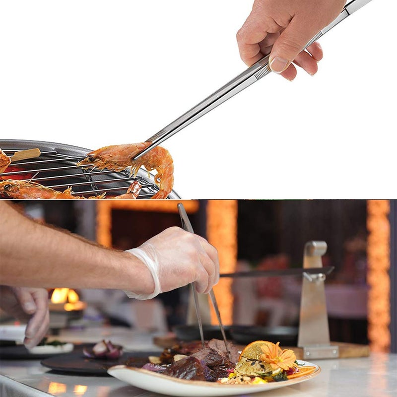Tangoowal Professional Fine Cooking Tweezer Tongs,High-Precision Stainless Steel Kitchen Tweezers Tongs - 1pcs 12" and 3pcs 6.3" - Image 5